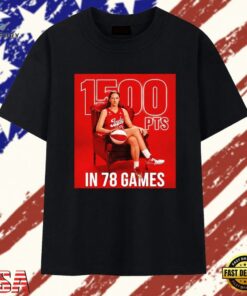Caitlin Clark Indiana Fever 1500 Points in 78 Games T Shirt , Trendy 2D Print Shirt Caitlin Clark Indiana Fever 1500 Points IN 78 Games T Shirt