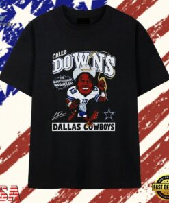 Caleb Downs The Quarterback Wrangler Dallas Cowboys close up T Shirt , Trendy 2D Print Shirt Caleb Downs The Quarterback Wrangler Dallas Cowboys Close UP T Shirt