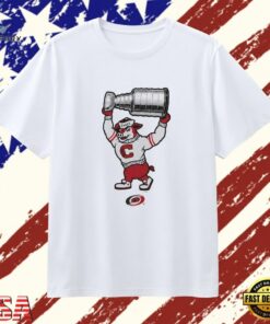 Carolina Hurricanes Stormy Mascot Holding the Stanley Cup T Shirt , Trendy 2D Print Shirt Carolina Hurricanes Stormy Mascot Holding The Stanley Cup T Shirt