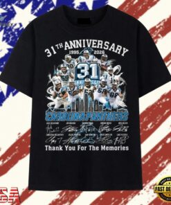 Carolina Panthers 31st Anniversary 1995 2026 Legends Signatures T Shirt, Trendy 2D Print Shirt Carolina Panthers 31st Anniversary 1995 2026 Legends Signatures T Shirt