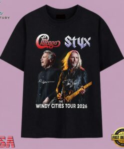 Chicago and Styx The Windy Cities Tour 2026 Vintage Rock Concert T Shirt, Music 2D Graphic Tee Chicago And Styx The Windy Cities Tour 2026 Vintage Rock Concert T Shirt