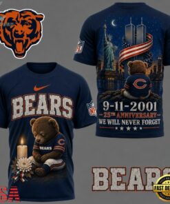 Chicago Bears NFL 9 11 25th Anniversary Never Forget Memorial 3D T Shirt, Sports Fans 3D Shirt Chicago Bears Nfl 9 11 25th Anniversary Never Forget Memorial 3D T Shirt