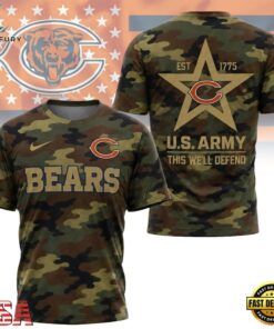 Chicago Bears NFL Veterans US Army Camo New Design 3D Shirt , Sports Fans 3D Shirt Chicago Bears Nfl Veterans US Army Camo New Design 3D Shirt