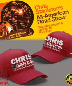 Chris Stapleton x Atlanta Falcons All American Road Show 2026 Red Cap, Music Lover Baseball Cap Chris Stapleton X Atlanta Falcons All American Road Show 2026 Red Cap