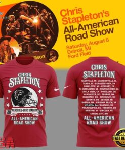 Chris Stapleton x Atlanta Falcons All American Road Show 2026 Red T Shirt, Trending Music 3D Tee Chris Stapleton X Atlanta Falcons All American Road Show 2026 Red T Shirt