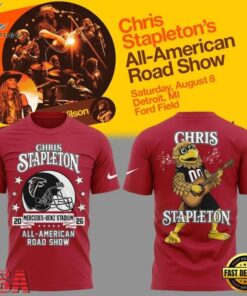Chris Stapleton x Atlanta Falcons Mascot All American Road Show 2026 3D Shirt, Trending Music 3D Tee Chris Stapleton X Atlanta Falcons Mascot All American Road Show 2026 3D Shirt