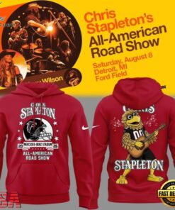 Chris Stapleton x Atlanta Falcons Mascot All American Road Show 2026 Red Hoodie, Trending Music 3D Tee Chris Stapleton X Atlanta Falcons Mascot All American Road Show 2026 Red Hoodie
