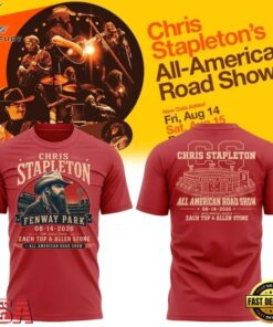 Chris Stapleton x Fenway Park All American Road Show 2026 Red T Shirt , Trending Music 3D Tee Chris Stapleton X Fenway Park All American Road Show 2026 Red T Shirt