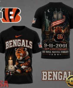 Cincinnati Bengals NFL 9 11 25th Anniversary Never Forget Memorial 3D T Shirt, Sports Fans 3D Shirt Cincinnati Bengals Nfl 9 11 25th Anniversary Never Forget Memorial 3D T Shirt