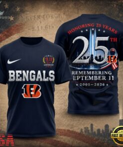 Cincinnati Bengals NFL Honoring 25 Years Remembering September 11 T Shirt, Sports Fans 3D Shirt Cincinnati Bengals Nfl Honoring 25 Years Remembering September 11 T Shirt