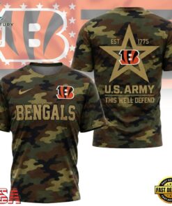 Cincinnati Bengals NFL Veterans US Army Camo New Design 3D Shirt , Sports Fans 3D Shirt Cincinnati Bengals Nfl Veterans US Army Camo New Design 3D Shirt