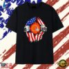Cleveland Browns American flag ripped chest T Shirt, Trendy 2D Print Shirt Cleveland Browns American Flag Ripped Chest T Shirt