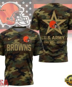 Cleveland Browns NFL Veterans US Army Camo New Design 3D Shirt , Sports Fans 3D Shirt Cleveland Browns Nfl Veterans US Army Camo New Design 3D Shirt