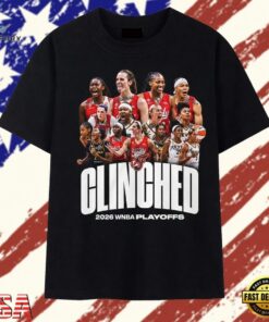 Clinched 2026 WNBA Playoffs All Stars Graphic T Shirt, Trendy 2D Print Shirt Clinched 2026 Wnba Playoffs All Stars Graphic T Shirt