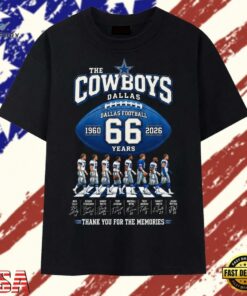 Dallas Cowboys 66th Anniversary 1960 2026 Signatures Football T Shirt , Trendy 2D Print Shirt Dallas Cowboys 66th Anniversary 1960 2026 Signatures Football T Shirt