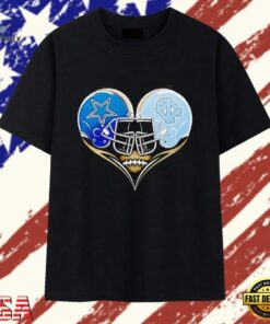 Dallas Cowboys and North Carolina Tar Heels heart to head helmet football T Shirt , Trendy 2D Print Shirt Dallas Cowboys And North Carolina Tar Heels Heart TO Head Helmet Football T Shirt