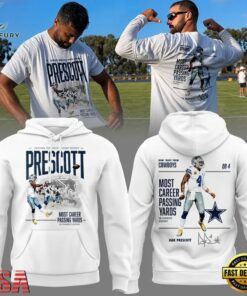 Dallas Cowboys DAK PRESCOTT Most Career Passing Yards Hoodie, Viral 3D Graphic Tee Dallas Cowboys Dak Prescott Most Career Passing Yards Hoodie