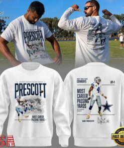 Dallas Cowboys DAK PRESCOTT Most Career Passing Yards Sweatshirt, Viral 3D Graphic Tee Dallas Cowboys Dak Prescott Most Career Passing Yards Sweatshirt