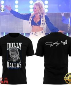Dallas Cowboys Dolly Parton Signature Black T Shirt, Trending Music 3D Tee Dallas Cowboys Dolly Parton Signature Black T Shirt