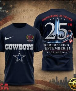 Dallas Cowboys NFL Honoring 25 Years Remembering September 11 T Shirt, Sports Fans 3D Shirt Dallas Cowboys Nfl Honoring 25 Years Remembering September 11 T Shirt