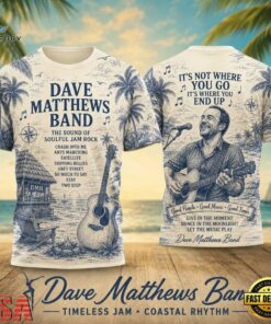 Dave Matthews Band Coastal Palm Vintage Guitar 3D Shirt , Trending Music 3D Tee Dave Matthews Band Coastal Palm Vintage Guitar 3D Shirt