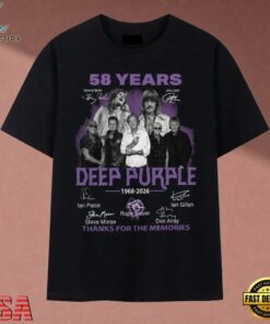 Deep Purple 58 Years 1968 2026 Cast Signatures Rock T Shirt, Music 2D Graphic Tee Deep Purple 58 Years 1968 2026 Cast Signatures Rock T Shirt