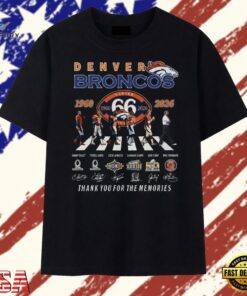 Denver Broncos 66th Anniversary 1960 2026 Legends Signatures T Shirt, Trendy 2D Print Shirt Denver Broncos 66th Anniversary 1960 2026 Legends Signatures T Shirt