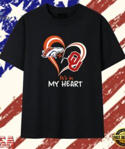 Denver Broncos and Oklahoma Sooners it’s in my heart T Shirt , Trendy 2D Print Shirt Denver Broncos And Oklahoma Sooners IT S IN MY Heart T Shirt