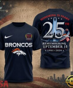 Denver Broncos NFL Honoring 25 Years Remembering September 11 T Shirt, Sports Fans 3D Shirt Denver Broncos Nfl Honoring 25 Years Remembering September 11 T Shirt