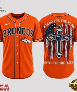 Denver Broncos NFL Stand For The Flag Kneel For The Cross Baseball Jersey Shirt , NFL Baseball Shirt Denver Broncos Nfl Stand For The Flag Kneel For The Cross Baseball Jersey Shirt