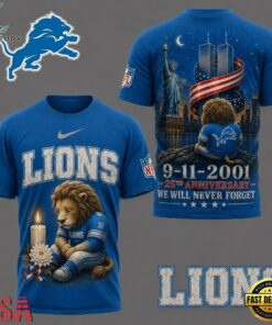 Detroit Lions NFL 9 11 25th Anniversary Never Forget Memorial 3D T Shirt, Sports Fans 3D Shirt Detroit Lions Nfl 9 11 25th Anniversary Never Forget Memorial 3D T Shirt