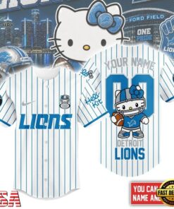 Detroit Lions NFL Kitty Game Day Custom Baseball Jersey Shirt , NFL Baseball Shirt Detroit Lions Nfl Kitty Game Day Custom Baseball Jersey Shirt