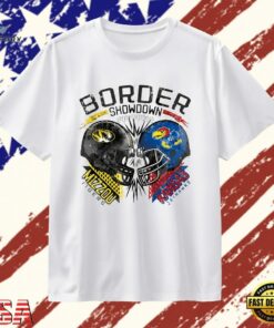 Distressed border showdown Mizzou Tigers vs Kansas Jayhawks Sept 14 2024 T Shirt, Trendy 2D Print Shirt Distressed Border Showdown Mizzou Tigers VS Kansas Jayhawks Sept 14 2024 T Shirt