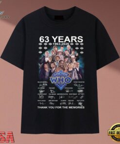 Doctor Who 63 Years 1963 2026 All Doctors Cast Signatures T Shirt, Music 2D Graphic Tee Doctor Who 63 Years 1963 2026 All Doctors Cast Signatures T Shirt