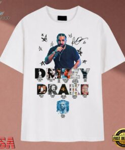 Drake Drizzy Album Titles Collage Signature Hip Hop T Shirt, Music 2D Graphic Tee Drake Drizzy Album Titles Collage Signature Hip Hop T Shirt