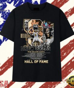 Drew Brees #9 New Orleans Saints Pro Football Hall Of Fame Tribute T Shirt , Trendy 2D Print Shirt Drew Brees 9 New Orleans Saints Pro Football Hall OF Fame Tribute T Shirt