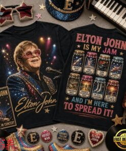 Elton John Is My Jam Greatest Hits Front and Back T Shirt, Trending Music 3D Tee Elton John IS MY Jam Greatest Hits Front And Back T Shirt