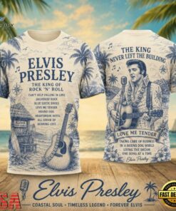 Elvis Presley Coastal Palm Vintage Guitar 2026 3D Shirt , Trending Music 3D Tee Elvis Presley Coastal Palm Vintage Guitar 2026 3D Shirt
