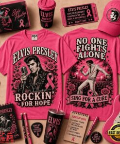Elvis Presley No One Fights Alone Breast Cancer Awareness 3D Shirt, Trending Music 3D Tee Elvis Presley NO One Fights Alone Breast Cancer Awareness 3D Shirt