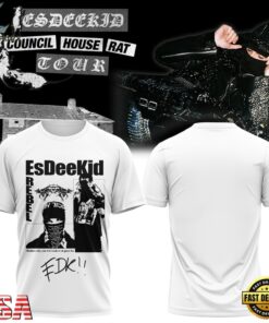 EsDeeKid Council House Rat Tour 2026 White T Shirt , Music Design T Shirt Esdeekid Council House Rat Tour 2026 White T Shirt