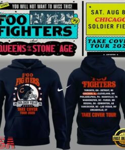 Exclusive Foo Fighters x Chicago Bears, Take Cover Tour 2026 Hoodie , Music Design T Shirt Exclusive Foo Fighters X Chicago Bears Take Cover Tour 2026 Hoodie