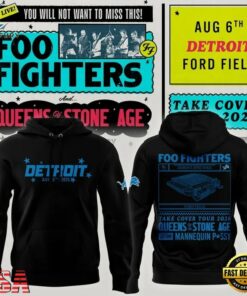 Exclusive Version Detroit Lions x Foo Fighters 2026 Black Hoodie , Music Design T Shirt Exclusive Version Detroit Lions X Foo Fighters 2026 Black Hoodie