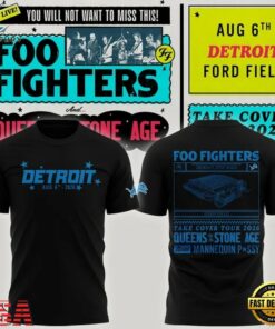 Exclusive Version Detroit Lions x Foo Fighters 2026 Black T Shirt , Music Design T Shirt Exclusive Version Detroit Lions X Foo Fighters 2026 Black T Shirt