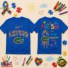 Florida Gators NCAA Autism Awareness Puzzle Ribbon T Shirt , NCAA 3D Graphic Tee Florida Gators Ncaa Autism Awareness Puzzle Ribbon T Shirt