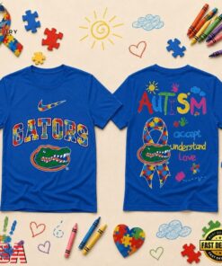 Florida Gators NCAA Autism Awareness Puzzle Ribbon T Shirt , NCAA 3D Graphic Tee Florida Gators Ncaa Autism Awareness Puzzle Ribbon T Shirt