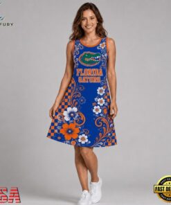 Florida Gators NCAA Sporty Floral Elegance Women’s Sleeveless Dress, NCAA Women Summer Dress Florida Gators Ncaa Sporty Floral Elegance Women S Sleeveless Dress