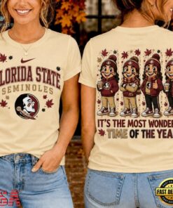 Florida State Seminoles 2026 NCAA Autumn Festive Cheer T Shirt , NCAA 3D Graphic Tee Florida State Seminoles 2026 Ncaa Autumn Festive Cheer T Shirt
