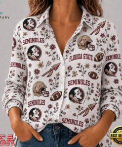 Florida State Seminoles NCAA College Spirit Blossoms Women Casual Shirt, Trendy NCAA Women Shirt Florida State Seminoles Ncaa College Spirit Blossoms Women Casual Shirt