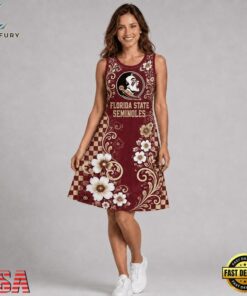 Florida State Seminoles NCAA Sporty Floral Elegance Women’s Sleeveless Dress, NCAA Women Summer Dress Florida State Seminoles Ncaa Sporty Floral Elegance Women S Sleeveless Dress