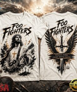 Foo Fighters Stand Firm Fight With Faith Jesus 3D Shirt, Trending Music 3D Tee Foo Fighters Stand Firm Fight With Faith Jesus 3D Shirt